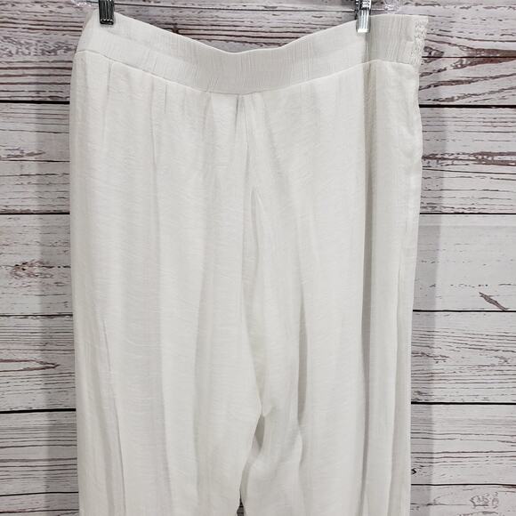 New Directions Curvy Women's White Lace Trim Flowy Pants Size 3X - Picture 9 of 11